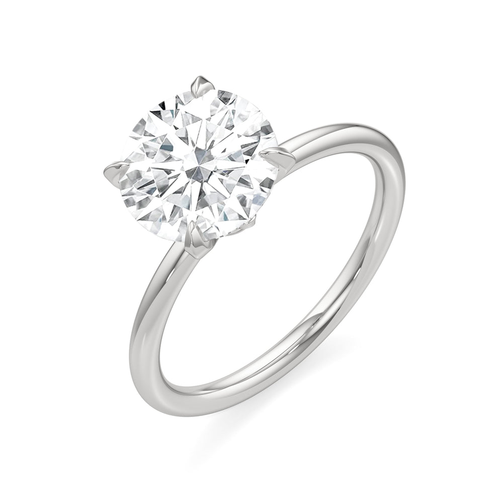The W Classic Engagement Ring with Round Cut Diamond in 14KT Platinum view 4