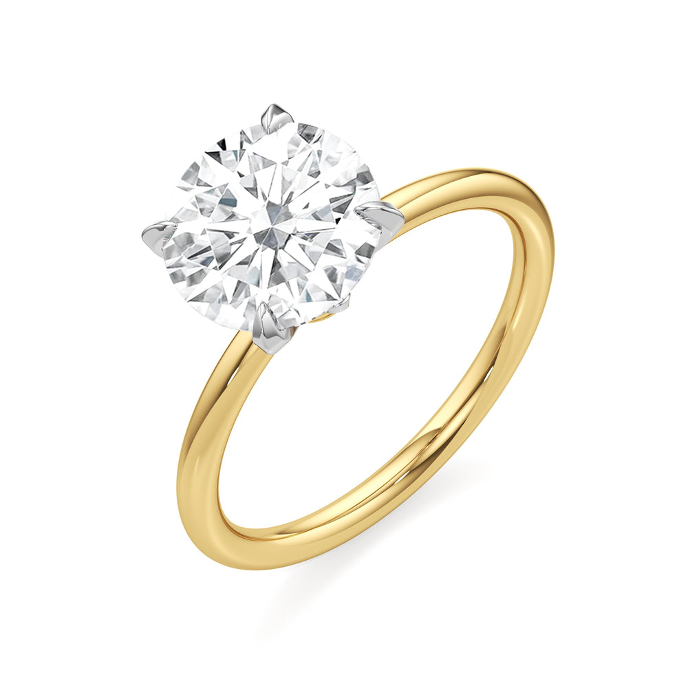 The W Classic Engagement Ring with Round Cut Diamond in 14KT Yellow Gold & Platinum view 4