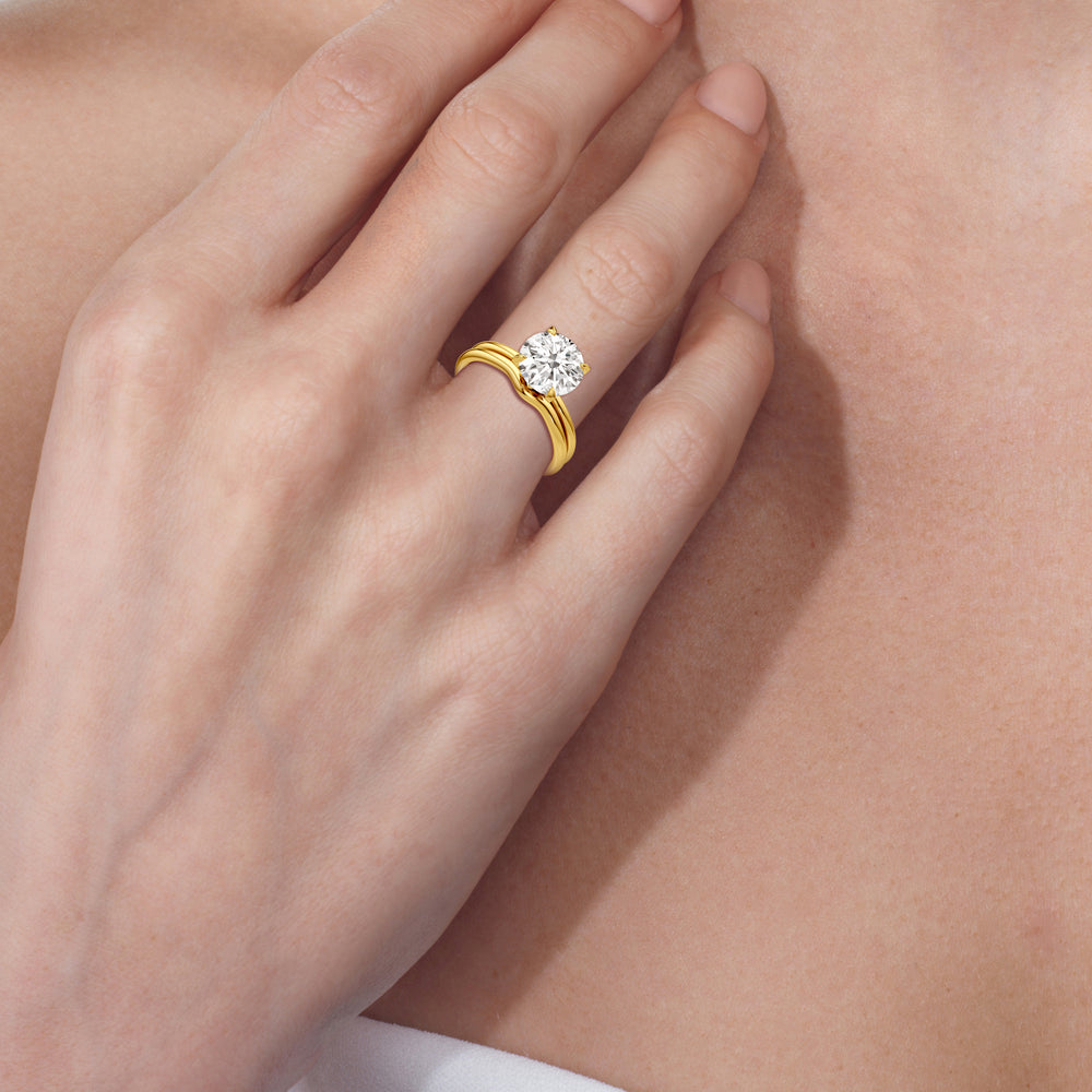 Model Wearing The W Classic Wedding Band view