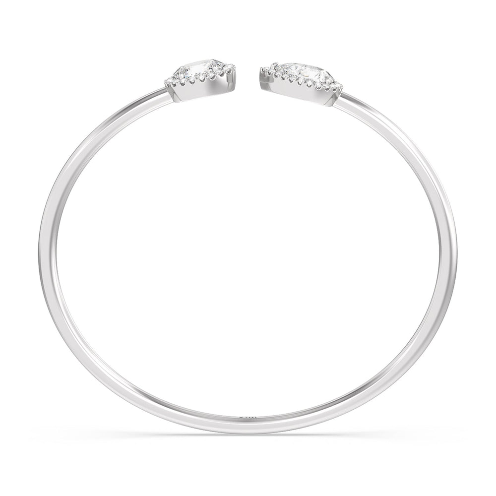 Toi-et Moi Teardrop And Oval Halo Bangle with Lab Cut Diamond in 14KT White Gold view 2