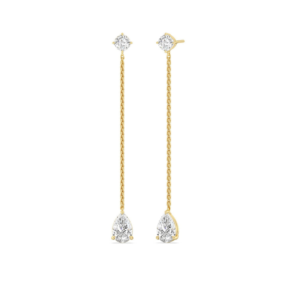 Cushion And Teardrop Matching Earring with 14KT Yellow Gold / Lab / 4 1/2 Cut Diamond in 14KT Yellow Gold / Lab / 4 1/2 view 1