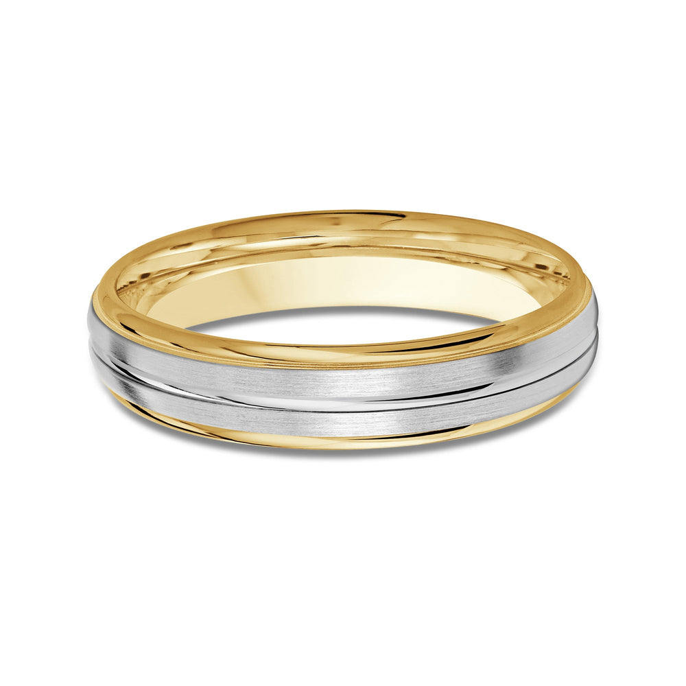 Two Tone Rounded Edge Men's Band with 18KT Yellow & White Gold / 4 Cut Diamond in 14KT Yellow & White Gold / 4 view 1