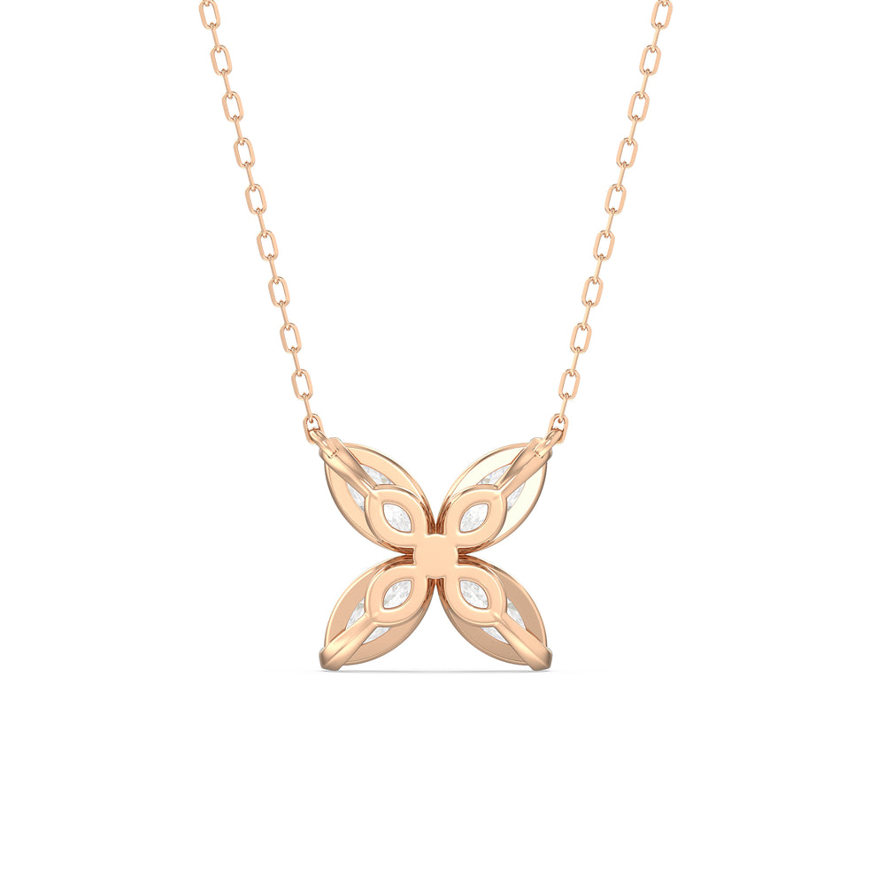 Wildflower Necklace with Lab Cut Diamond in 14KT Rose Gold view 6