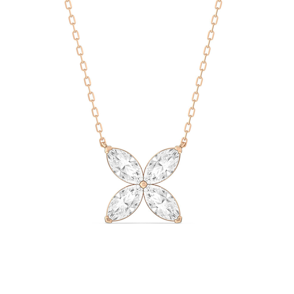 Wildflower Necklace with Lab Cut Diamond in 14KT Rose Gold view 1