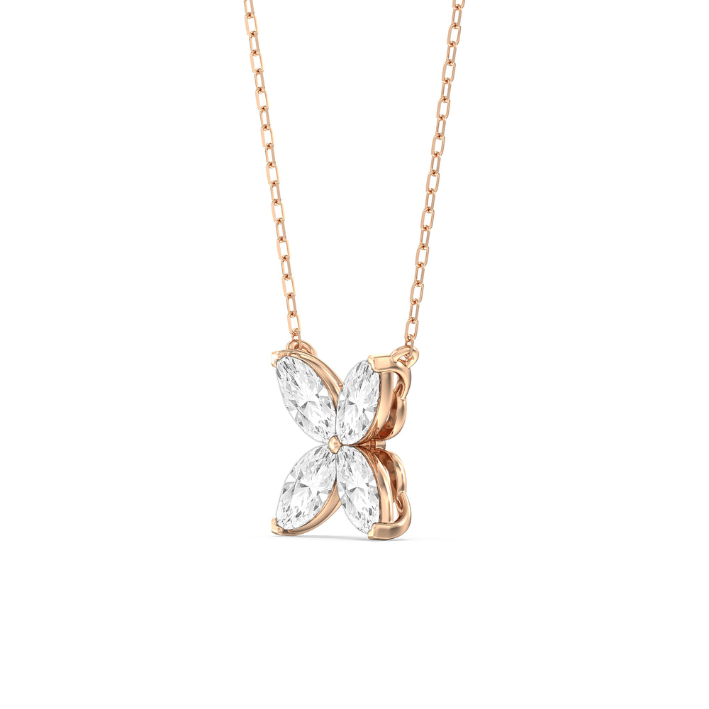 Wildflower Necklace with Lab Cut Diamond in 14KT Rose Gold view 2