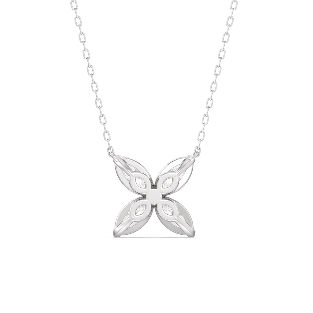 Wildflower Necklace with Lab Cut Diamond in 14KT White Gold view 6