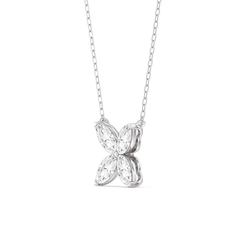 Wildflower Necklace with Lab Cut Diamond in 14KT White Gold view 2