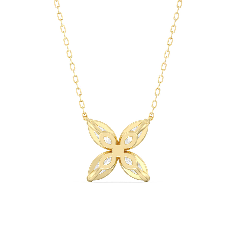 Wildflower Necklace with Lab Cut Diamond in 14KT Yellow Gold view 6