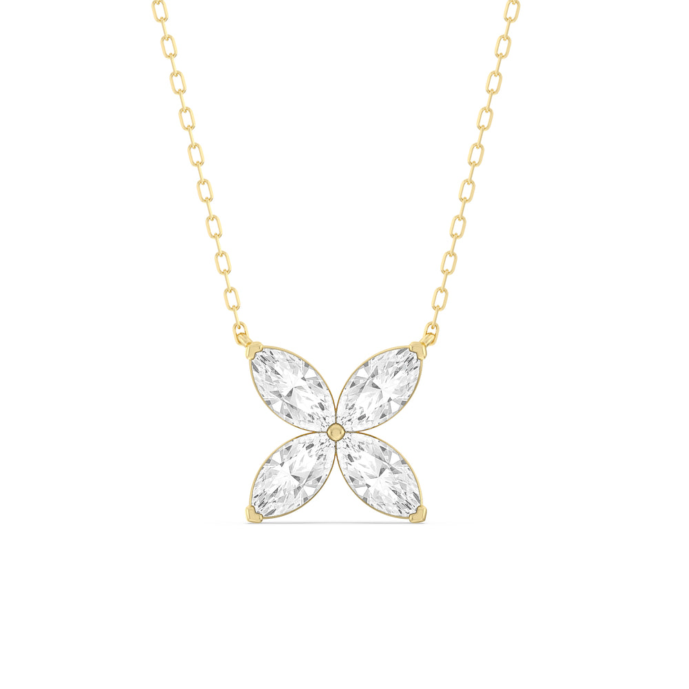 Wildflower Necklace with Lab Cut Diamond in 14KT Yellow Gold view 1