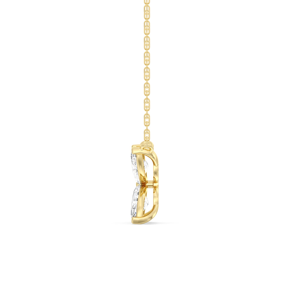 Wildflower Necklace with Lab Cut Diamond in 14KT Yellow Gold view 5