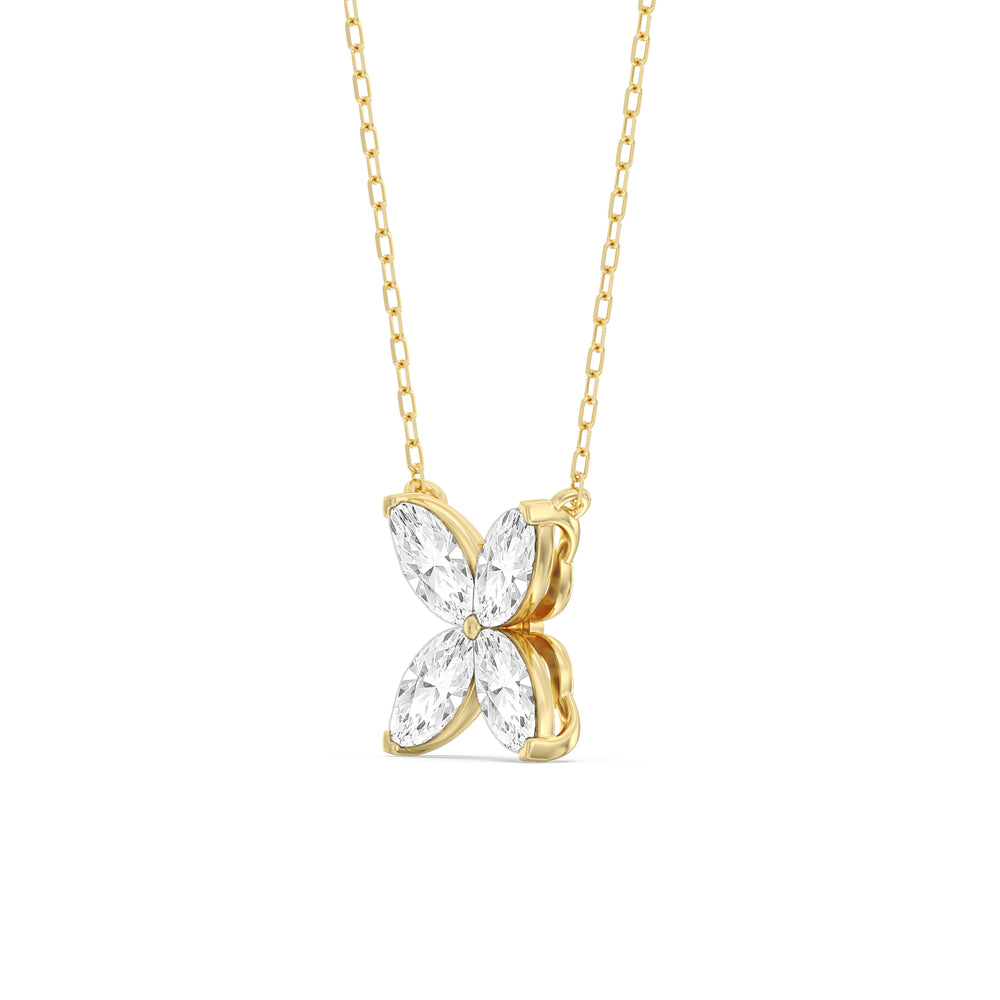 Wildflower Necklace with Lab Cut Diamond in 14KT Yellow Gold view 2