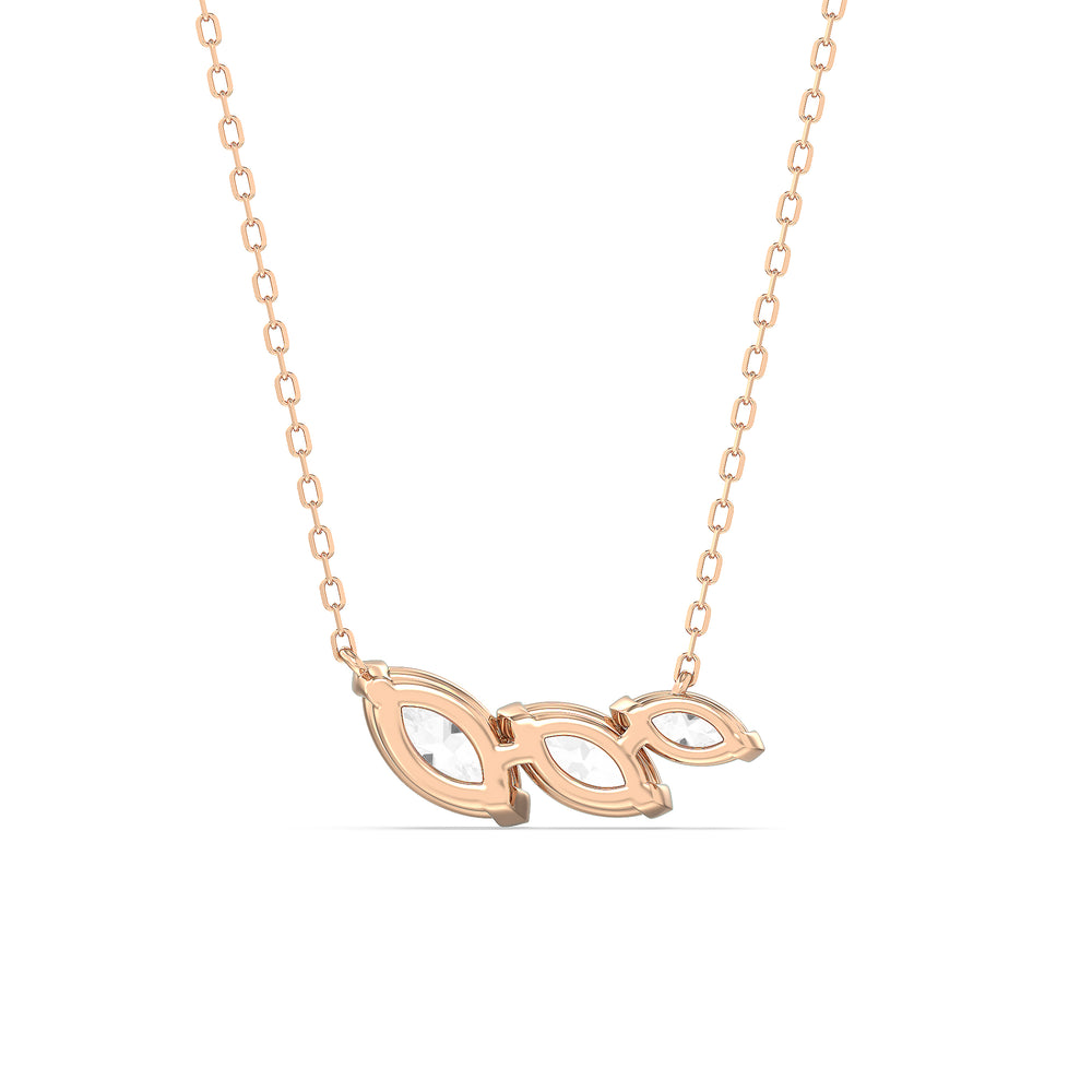 Trilogy Marquise Diamond Necklace with Lab Cut Diamond in 14KT Rose Gold view 6