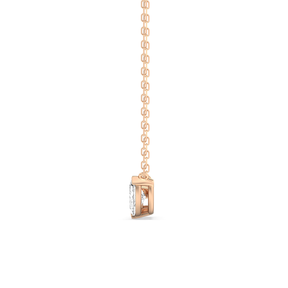 Trilogy Marquise Diamond Necklace with Lab Cut Diamond in 14KT Rose Gold view 5
