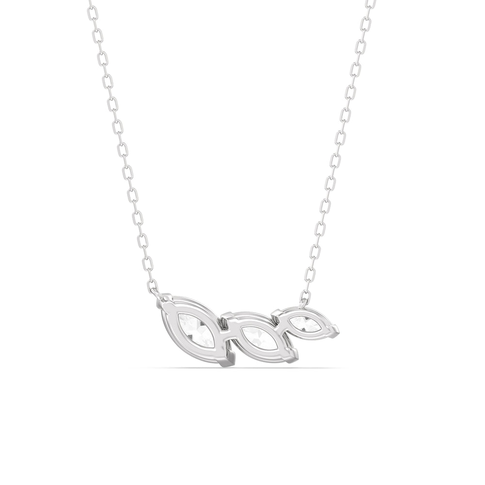 Trilogy Marquise Diamond Necklace with Lab Cut Diamond in 14KT White Gold view 6