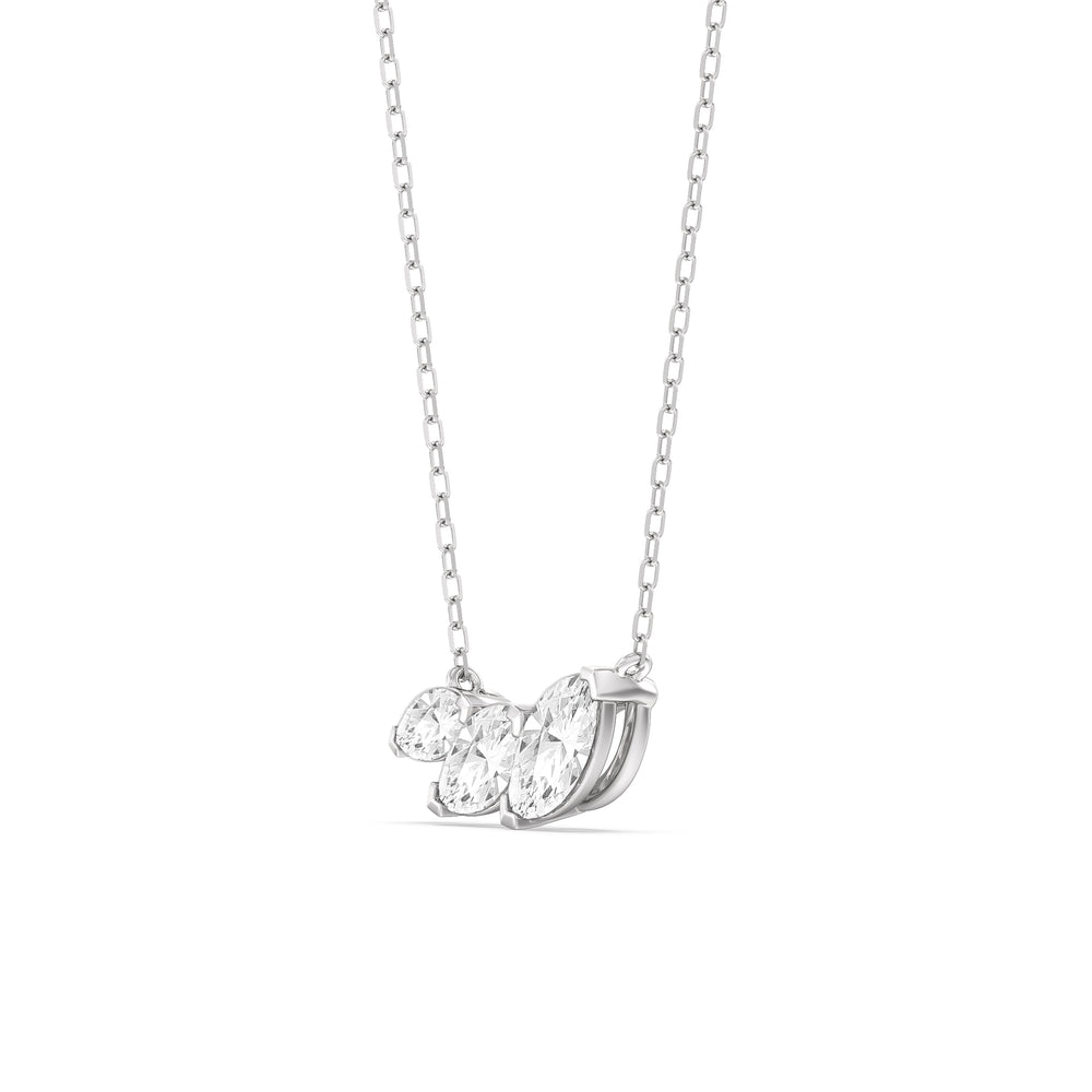 Trilogy Marquise Diamond Necklace with Lab Cut Diamond in 14KT White Gold view 2