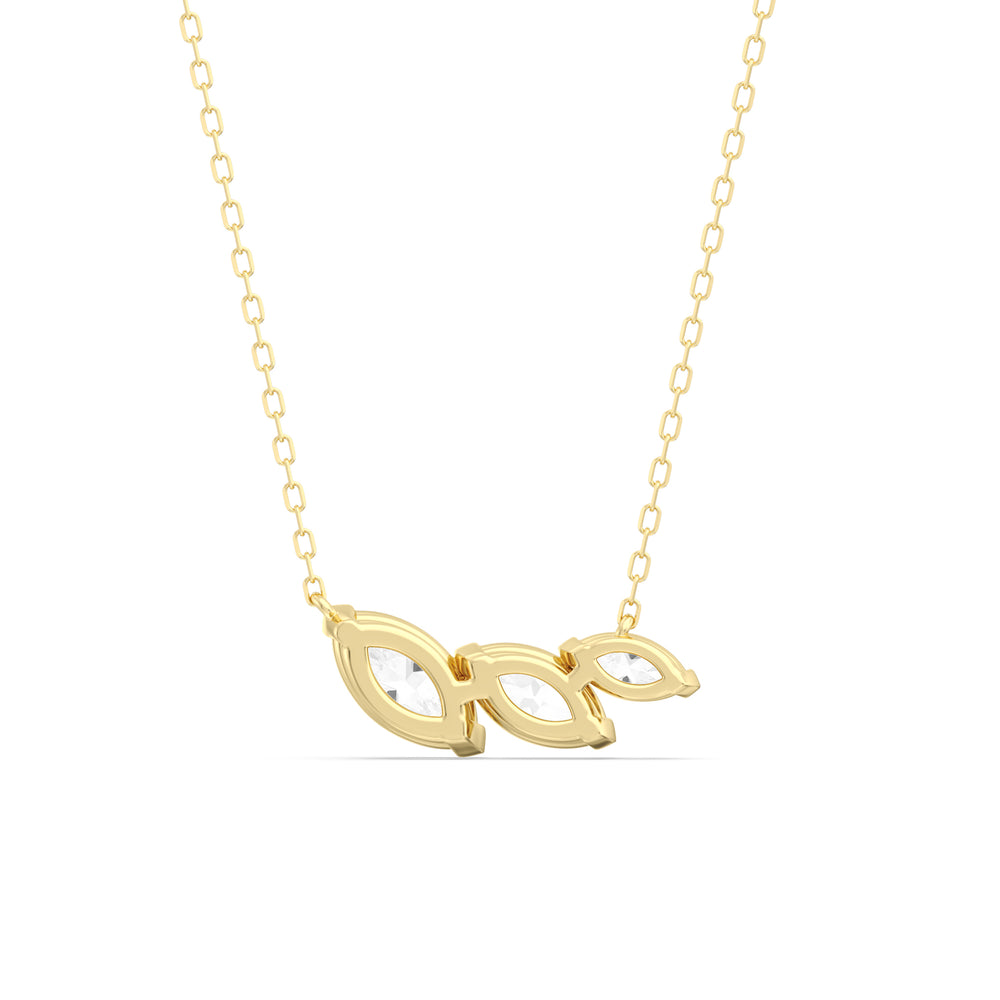 Trilogy Marquise Diamond Necklace with Lab Cut Diamond in 14KT Yellow Gold view 6