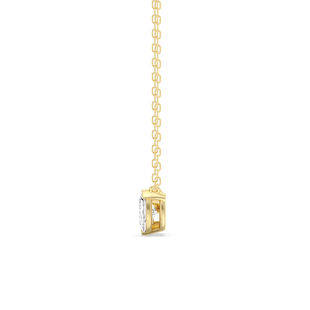 Trilogy Marquise Diamond Necklace with Lab Cut Diamond in 14KT Yellow Gold view 5