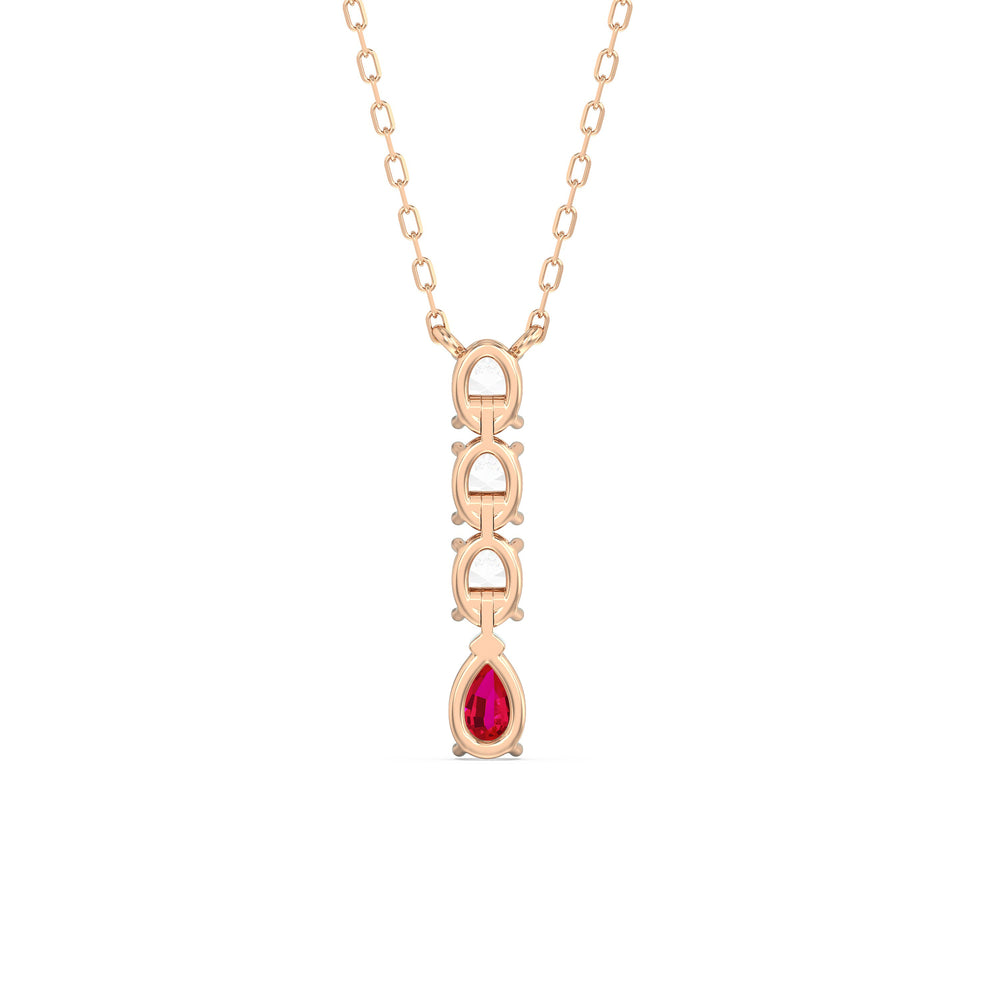 Ruby and Diamond Etheral Elegance Necklace with 14KT Rose Gold Cut Diamond in 14KT Rose Gold view 4