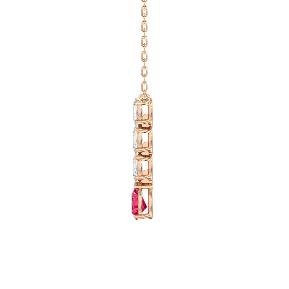 Ruby and Diamond Etheral Elegance Necklace with 14KT Rose Gold Cut Diamond in 14KT Rose Gold view 3