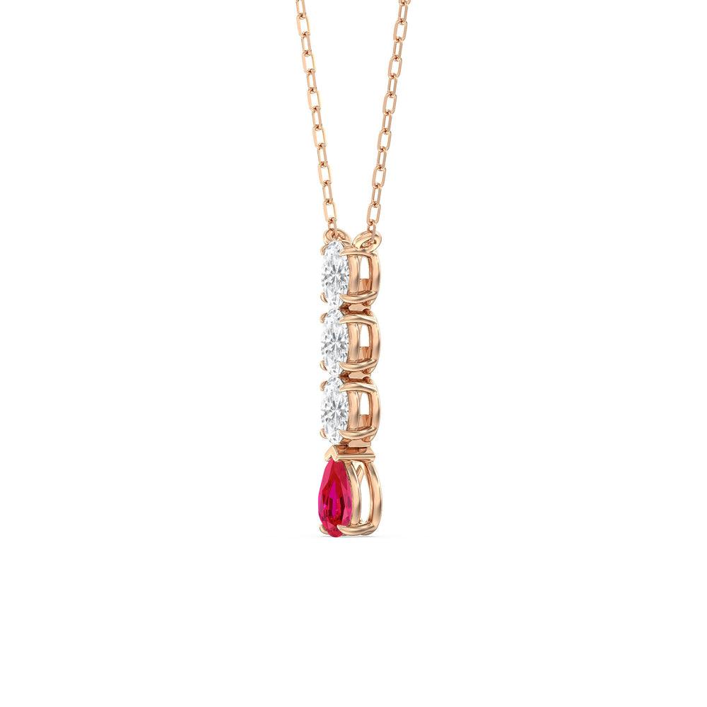 Ruby and Diamond Etheral Elegance Necklace with 14KT Rose Gold Cut Diamond in 14KT Rose Gold view 2