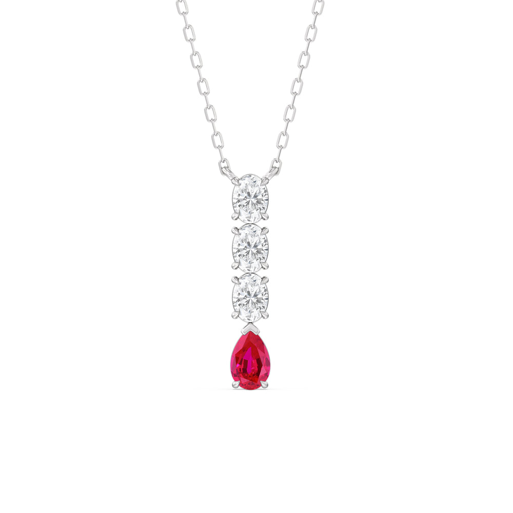Ruby and Diamond Etheral Elegance Necklace with 14KT White Gold Cut Diamond in 14KT White Gold view 1