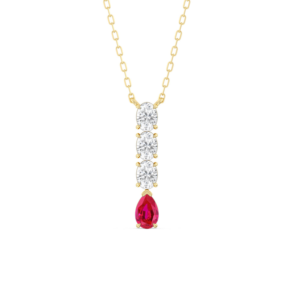 Ruby and Diamond Etheral Elegance Necklace with 14KT Yellow Gold Cut Diamond in 14KT Yellow Gold view 1