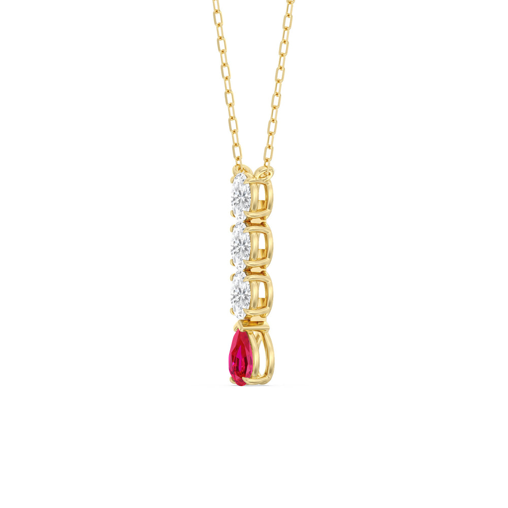 Ruby and Diamond Etheral Elegance Necklace with 14KT Yellow Gold Cut Diamond in 14KT Yellow Gold view 2