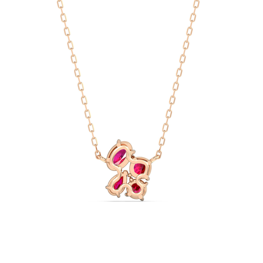Ruby Brilliant Cluster Necklace with 14KT Rose Gold Cut Diamond in 14KT Rose Gold view 4