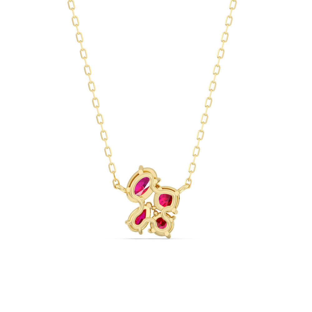 Ruby Brilliant Cluster Necklace with 14KT Yellow Gold Cut Diamond in 14KT Yellow Gold view 4