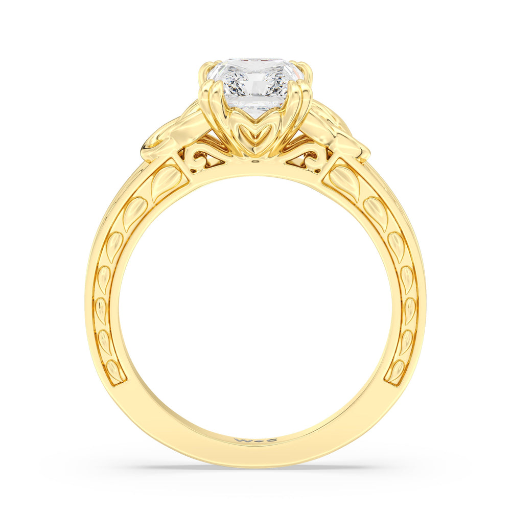 Radiant Cut Vintage Celtic Engraved Engagement Ring with Lab Grown Diamond in 14KT Yellow Gold view 2