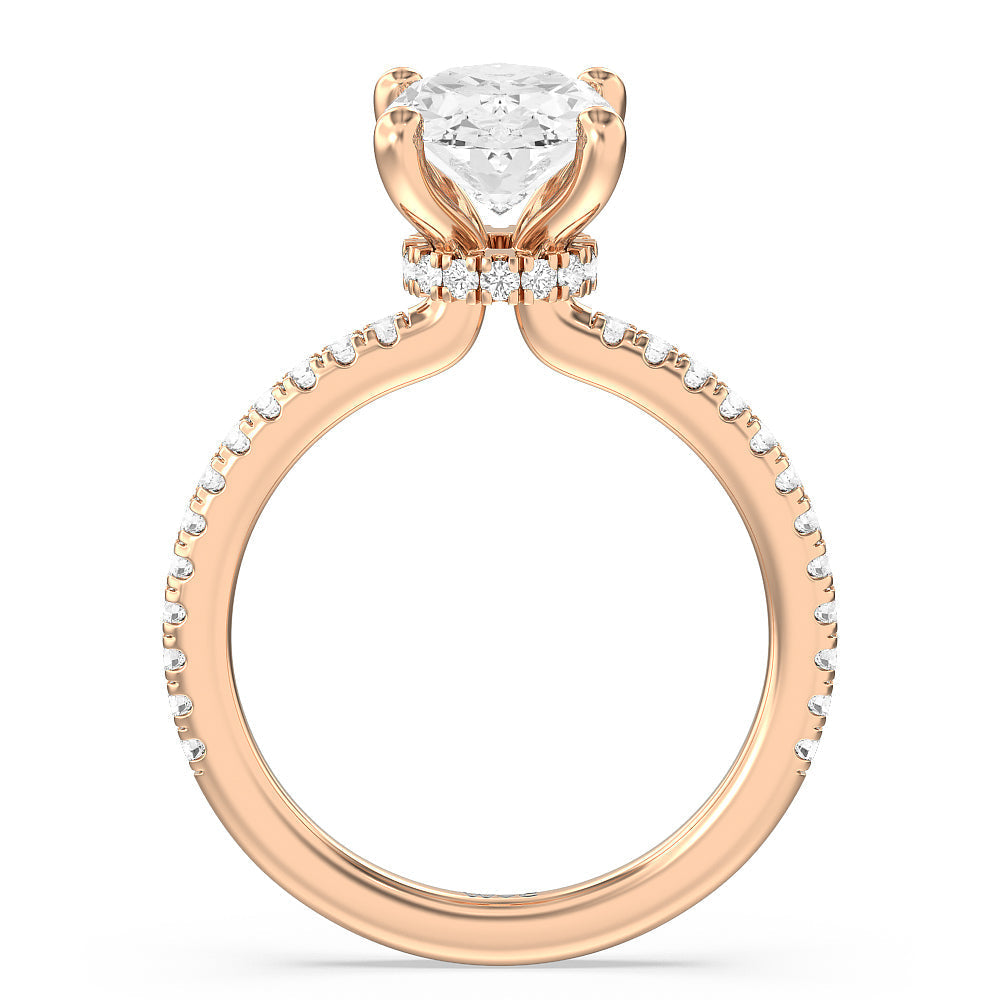 Oval Cut Pave Love Knot Lab Diamond Engagement Ring with Lab Grown Diamond in 14KT Rose Gold view 2