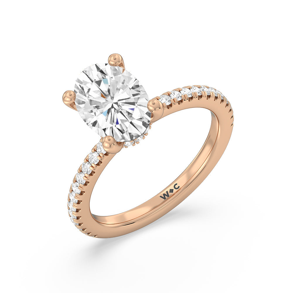 Oval Cut Pave Love Knot Lab Diamond Engagement Ring with Lab Grown Diamond in 14KT Rose Gold view 3