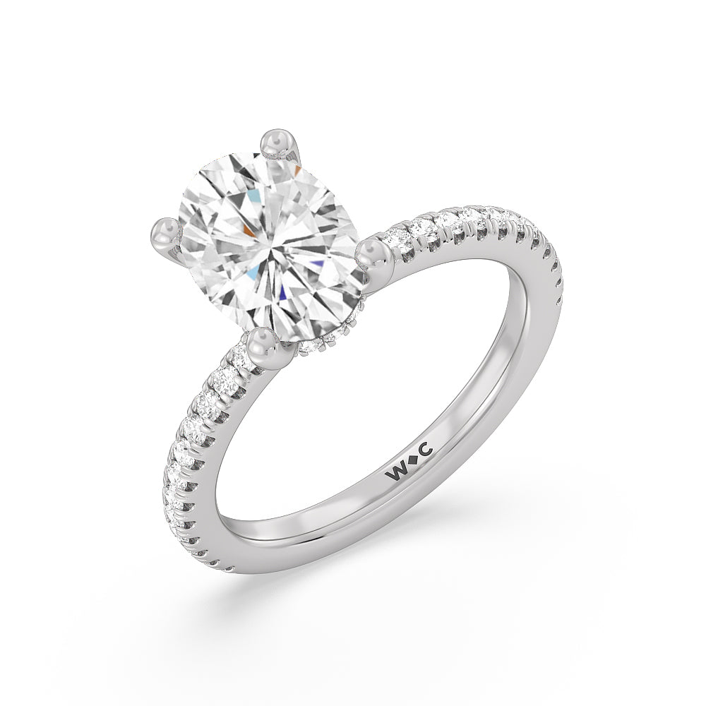 Oval Cut Pave Love Knot Lab Diamond Engagement Ring with Lab Grown Diamond in 14KT Platinum view 3
