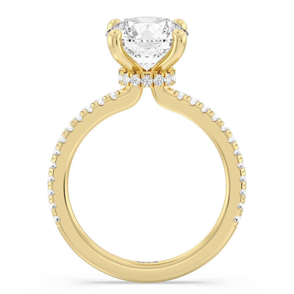 Round Cut Pave Love Knot Lab Diamond Engagement Ring with Lab Grown Diamond in 14KT Yellow Gold view 2