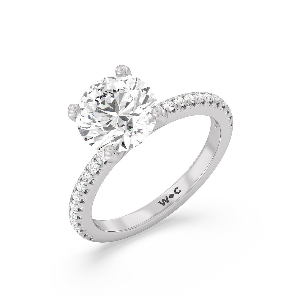 Round Cut Petite Pave Hidden Halo Engagement Ring with Lab Grown Diamond in 14KT Platinum view 3