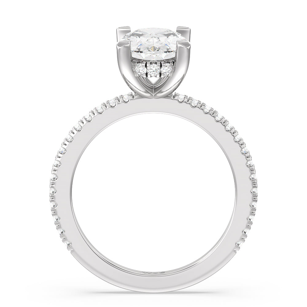 Oval Cut Classic Hidden Halo Engagement Ring with Lab Grown Diamond in 14KT Platinum view 2