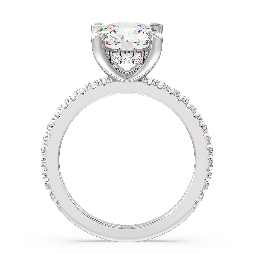 Round Cut Classic Hidden Halo Engagement Ring with Lab Grown Diamond in 14KT Platinum view 2