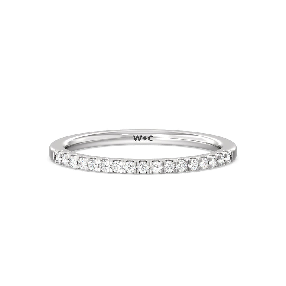 Arc Hidden Halo Diamond Wedding Band with Platinum Cut Diamond in 14KT Platinum view 1