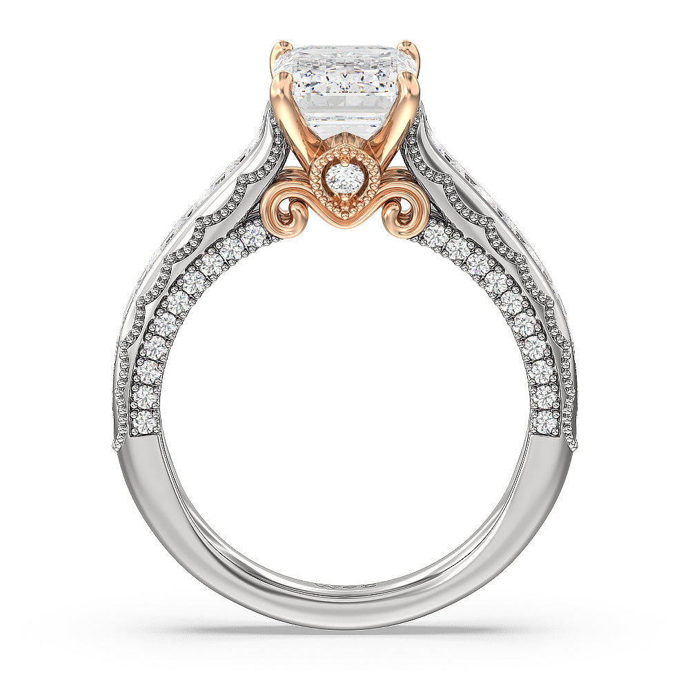 Emerald Cut The Morgan Ring with Lab Grown Diamond in 14KT White & Rose Gold view 2