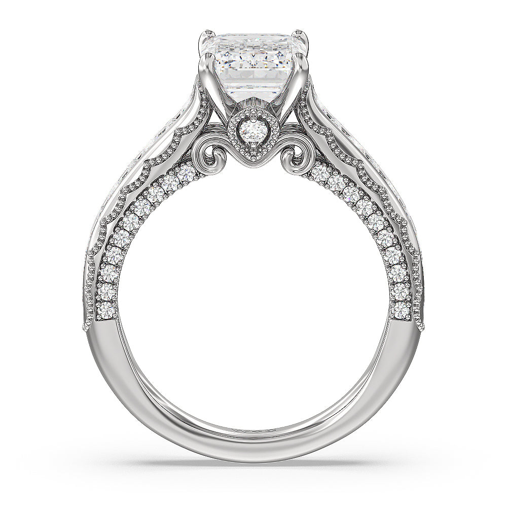 Emerald Cut The Morgan Ring with Lab Grown Diamond in 14KT Platinum view 2