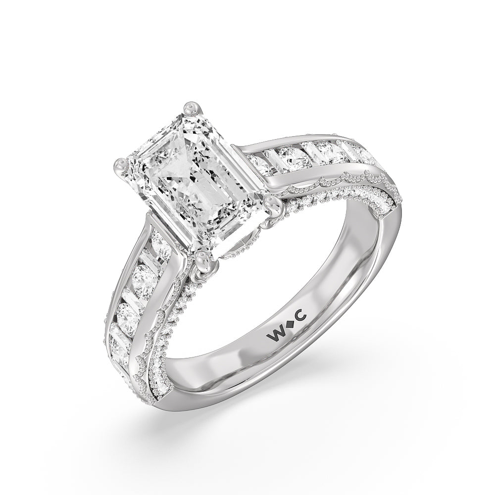 Emerald Cut The Morgan Ring with Lab Grown Diamond in 14KT Platinum view 3
