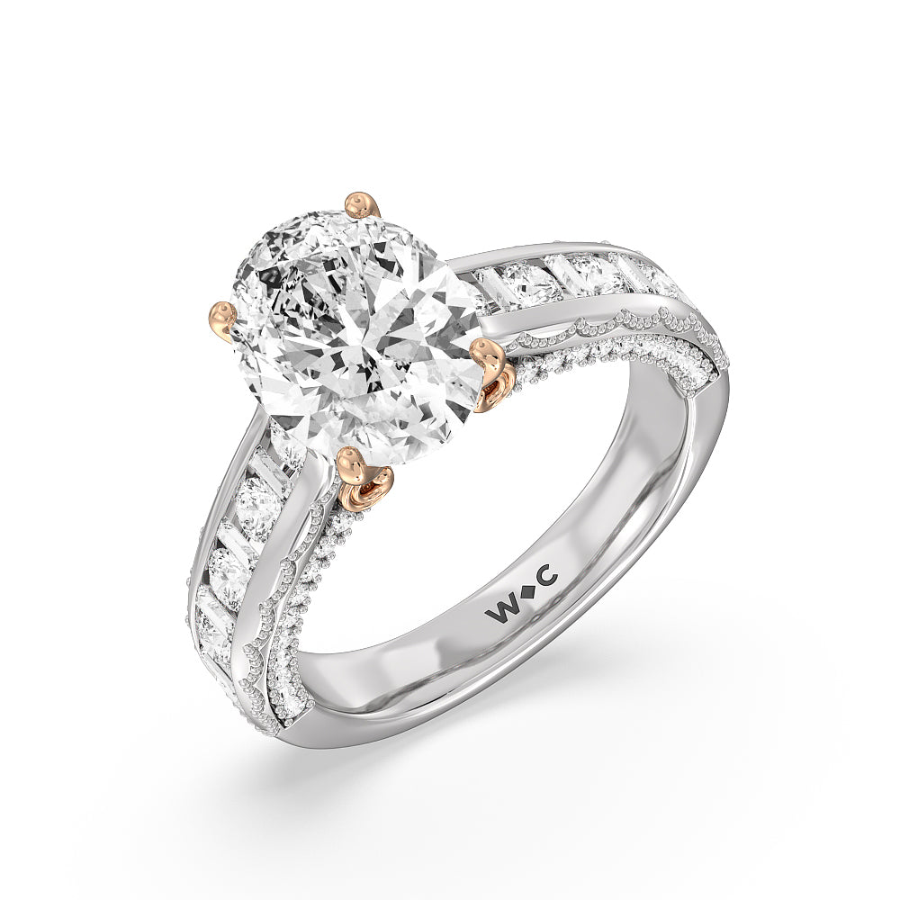 Oval Cut The Morgan Ring with Lab Grown Diamond in 14KT White & Rose Gold view 3