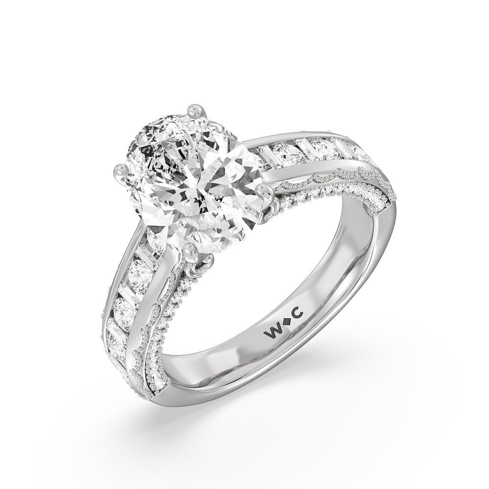 Oval Cut The Morgan Ring with Lab Grown Diamond in 14KT Platinum view 3
