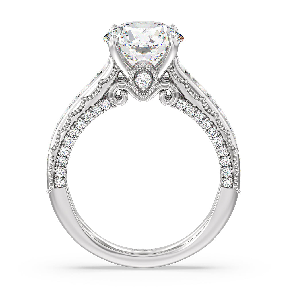 Round Cut The Morgan Ring with Lab Grown Diamond in 14KT Platinum view 2
