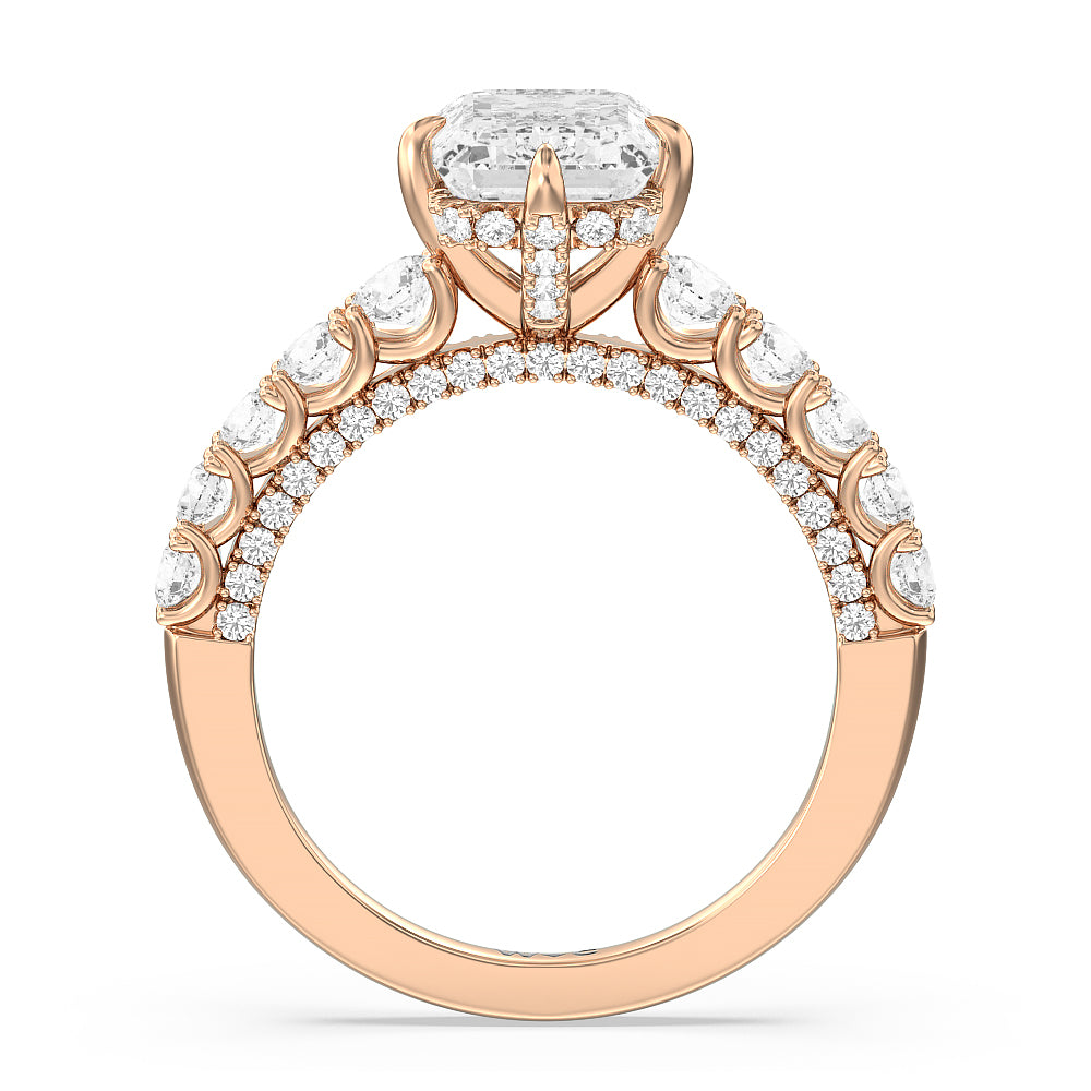 Emerald Cut The Fifth Avenue Ring with Lab Grown Diamond in 14KT Rose Gold view 2
