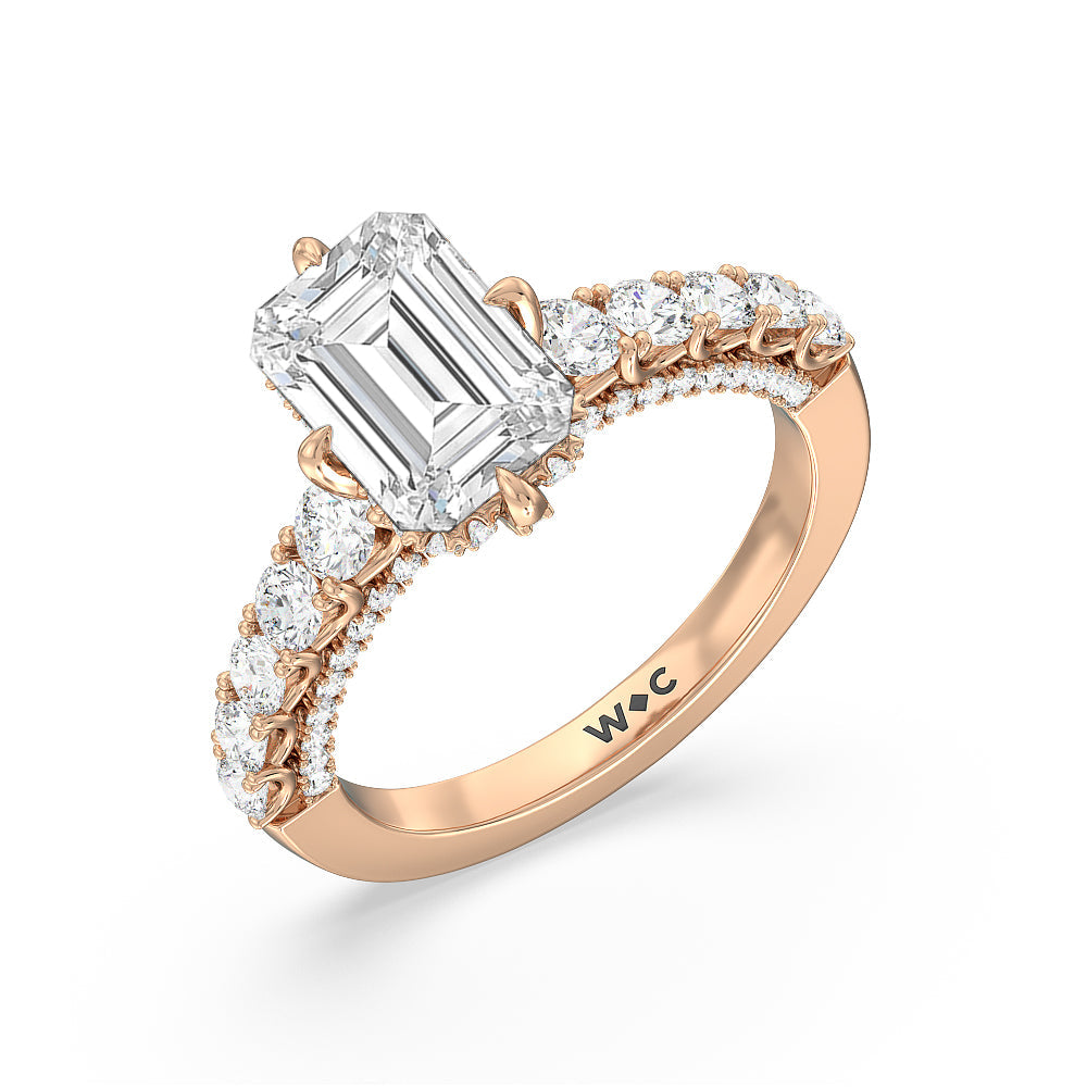 Emerald Cut The Fifth Avenue Ring with Lab Grown Diamond in 14KT Rose Gold view 3