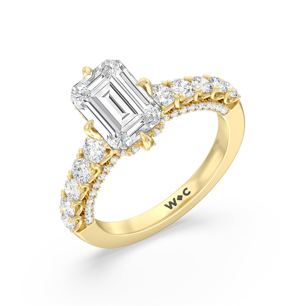 Emerald Cut The Fifth Avenue Ring with Lab Grown Diamond in 14KT Yellow Gold view 3