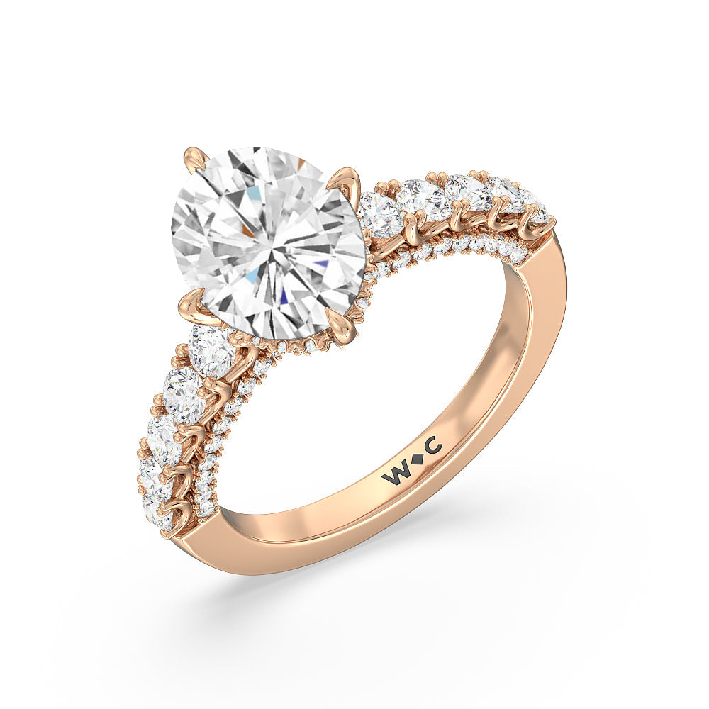 Oval Cut The Fifth Avenue Ring with Lab Grown Diamond in 14KT Rose Gold view 3