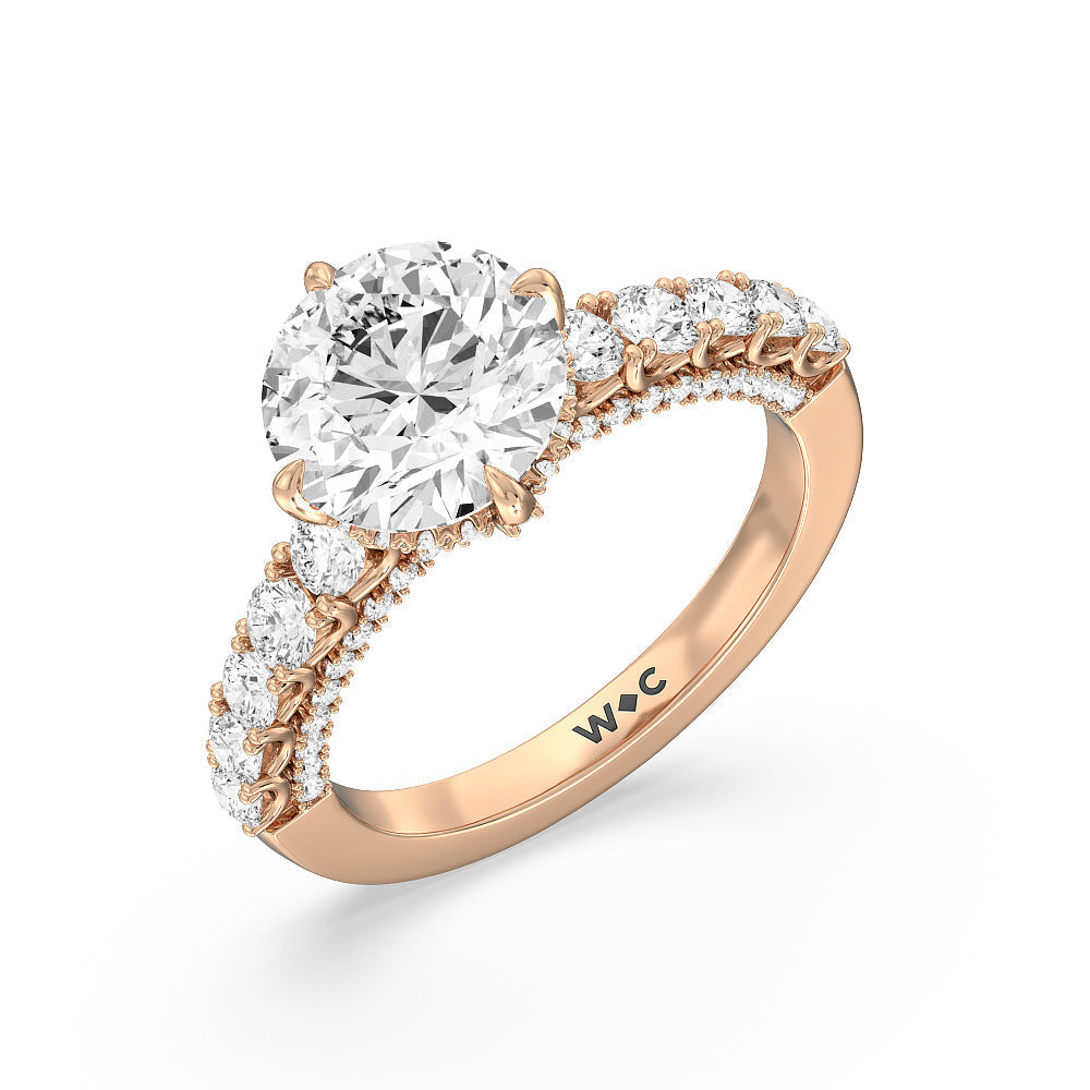 Round Cut The Fifth Avenue Ring with Lab Grown Diamond in 14KT Rose Gold view 3