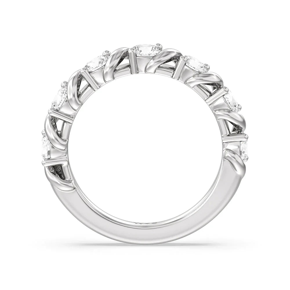 Round Diamond Swirl Anniversary Ring (E+ VS+) with Platinum / Lab / 1 1/2 Cut Diamond in 14KT Platinum / Lab / 1 1/2 view 2